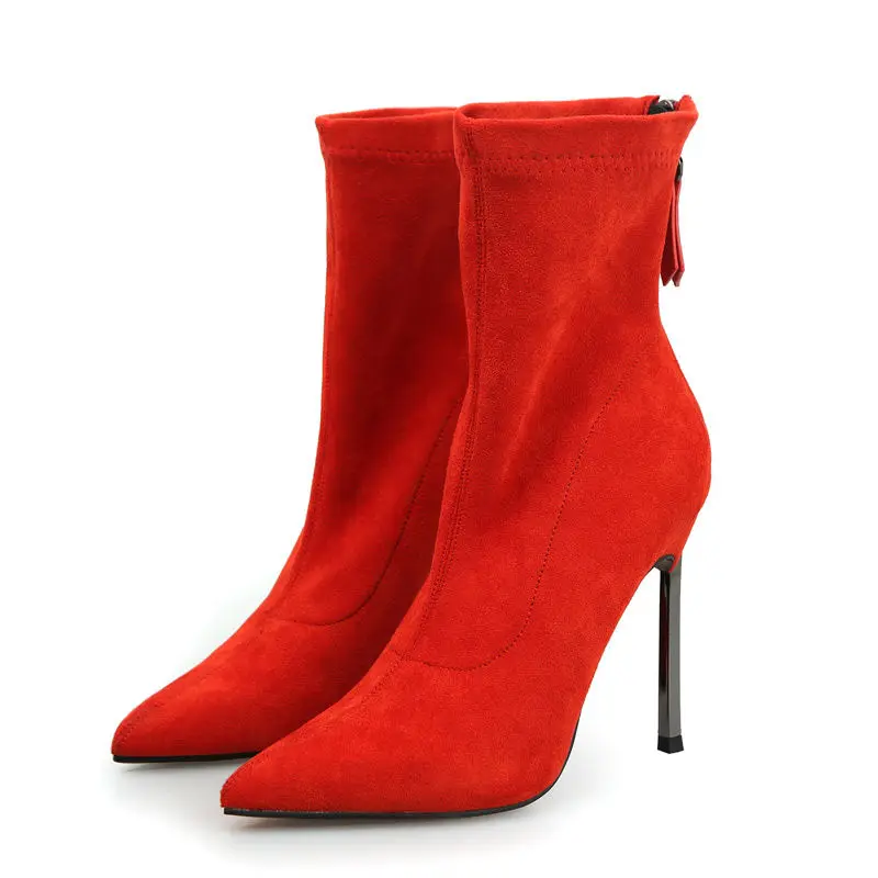 Fashion Pointed Toe Women's Boots Mid-tube Elastic Boots 2022 New Winter Short Boots Nightclub Sexy High-heeled Women's Boots