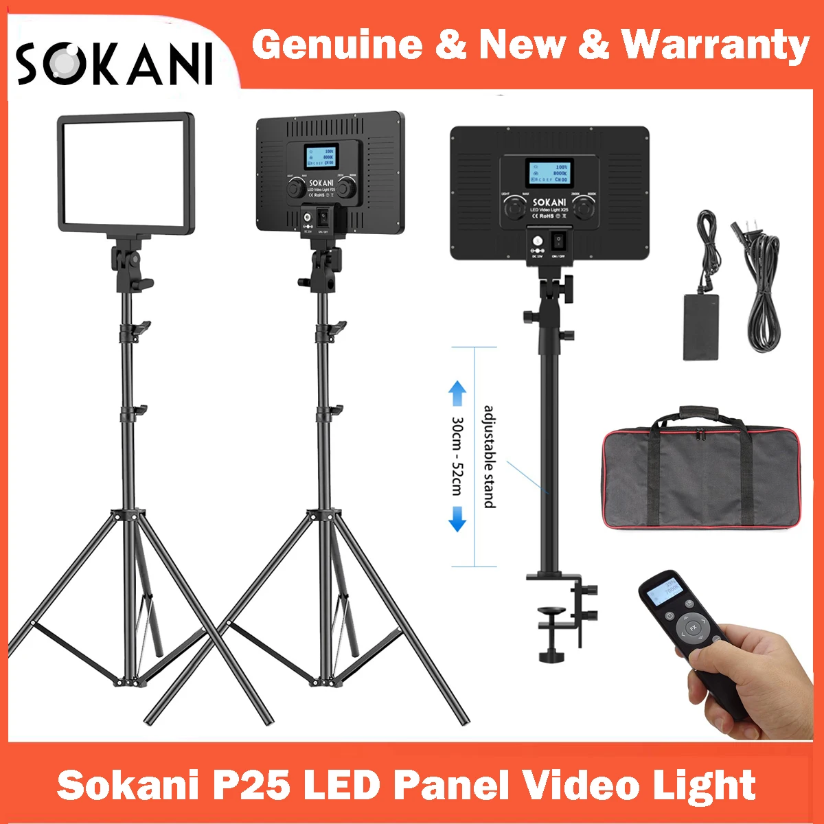 

Sokani P25 LED Fill Light Professional Studio Panel Video Light For E-sports live Record Videos Video Calls Zoom Meetings Lamp