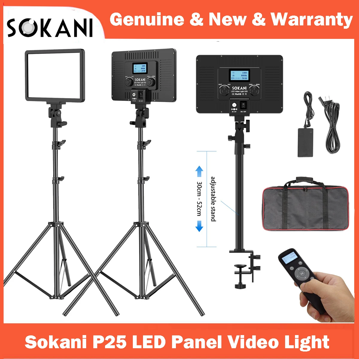 Sokani P25 LED Fill Light Professional Studio Panel Video Light For E-sports live Record Videos Video Calls Zoom Meetings Lamp