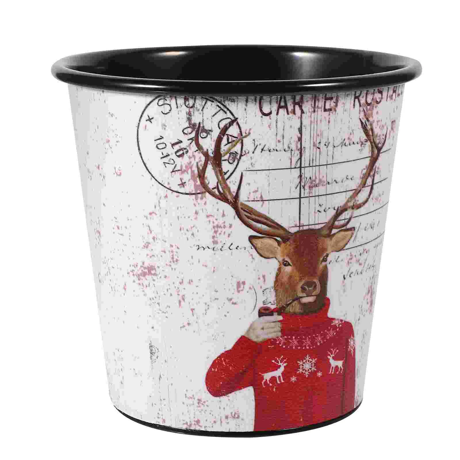 

Vintage Desk Trash Can Multi-functional Waste Can Desk Pen Holder Tabletop Small Trash Can