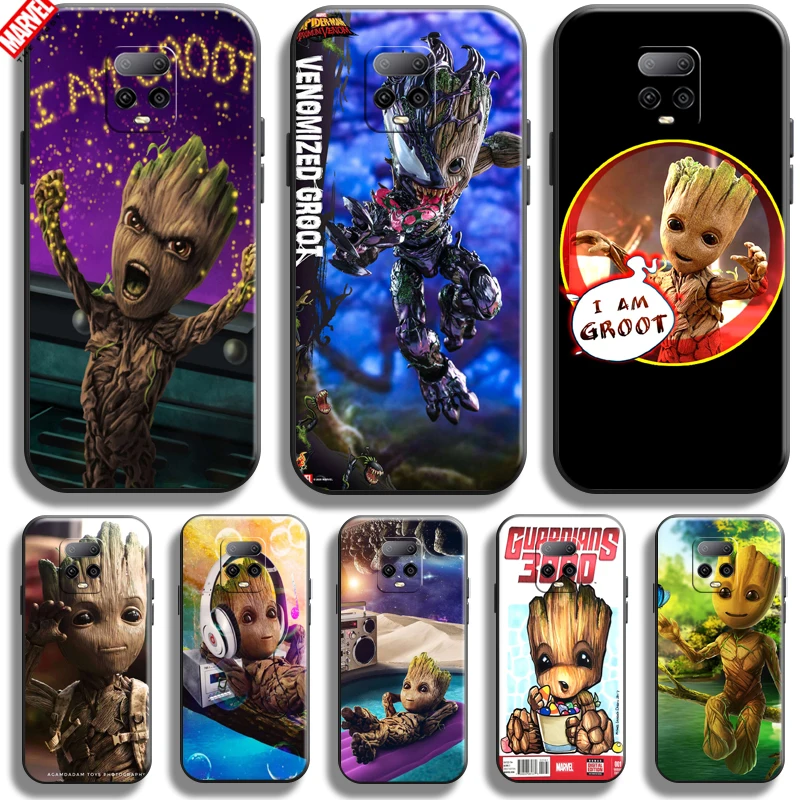 

Groot Marvel For Xiaomi Redmi 10X 10X Pro 5G Phone Case Soft Silicon Coque Cover Black Funda Captain America Comics