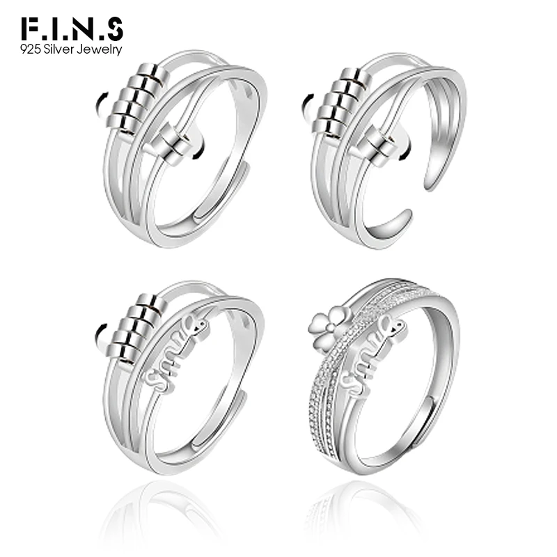 

F.I.N.S 925 пробы Серебристые золотистые контрастные открытые Регулируемые кольца для женщин с перекрытием обмотки тонкие Серебристые ювелирн...