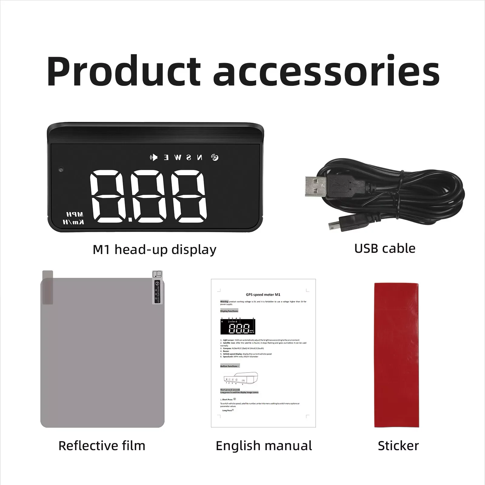 M1 HUD Автомобильный проекционный дисплей GPS-спидометр с компасом скорости и