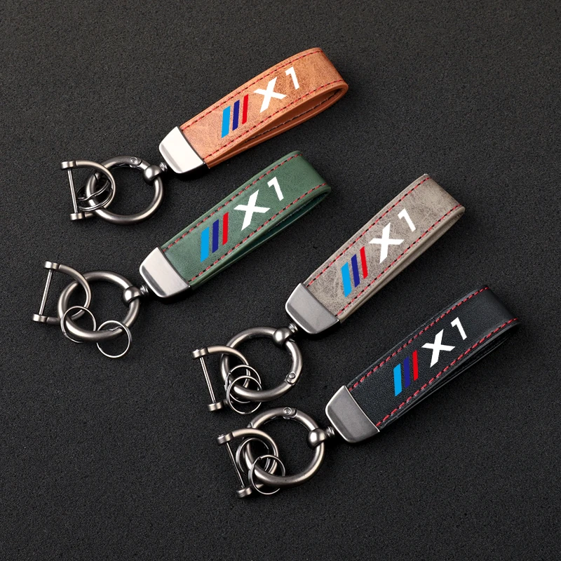 

High-Grade Leather Car KeyChain 360 Degree Rotating Horseshoe Key Rings For Bmw X1X2 X3 X4 X5 X6 X7 Car KeyChain Car Accessories