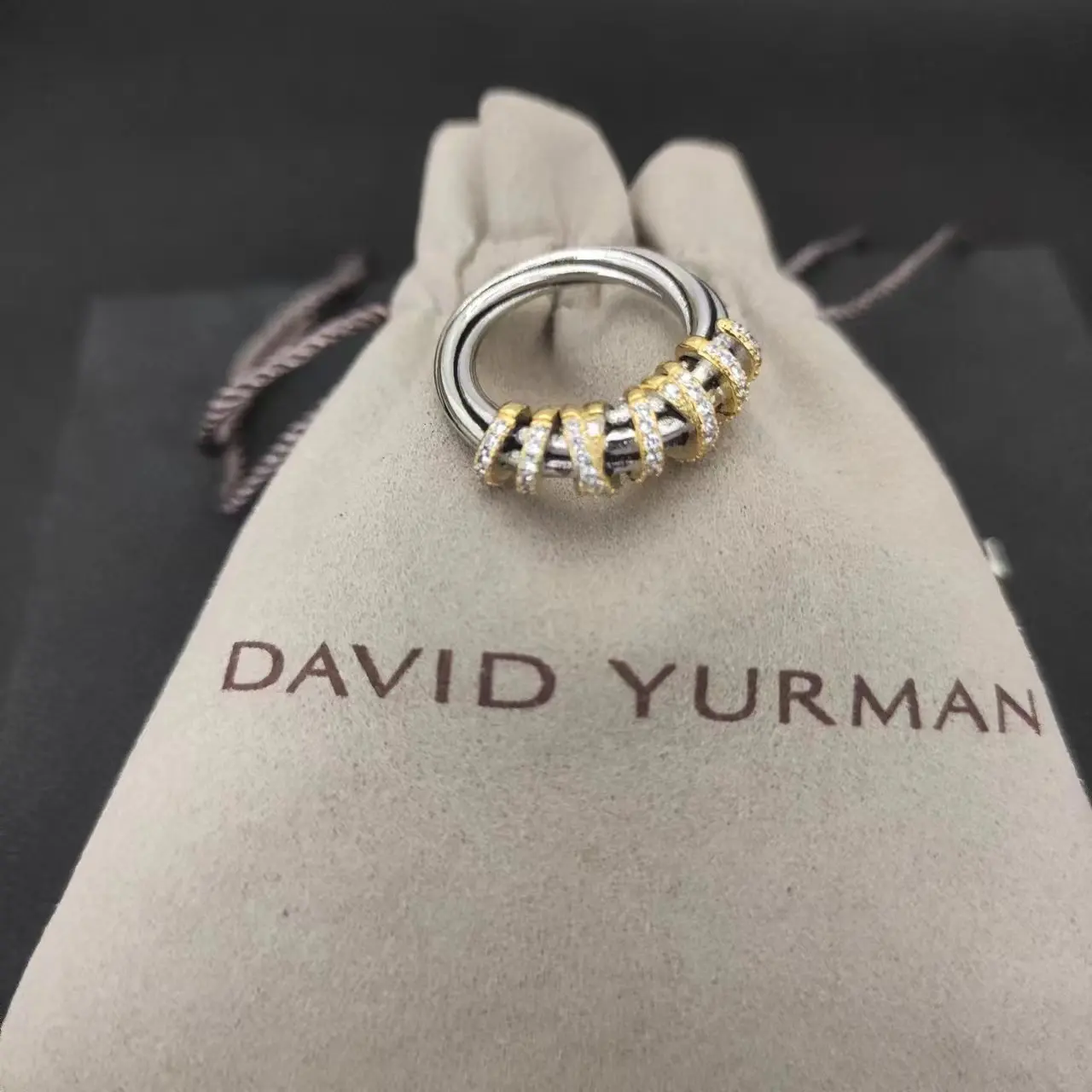 DY High Quality David Yurman  Petite Infinity Band Ring in Sterling Silver with Pavé Diamonds Women's Popular Charm