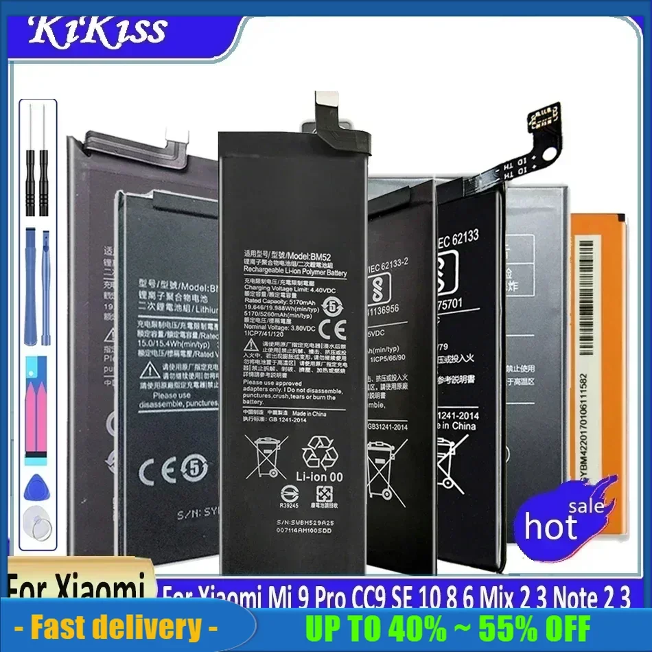 Аккумулятор для Xiaomi Mi 9 Pro CC9 SE 10 8 6 Mix 2 3 Note Note3 BM4H BM3L BM3M BM4F BM4N BM3F BM3K Сменные