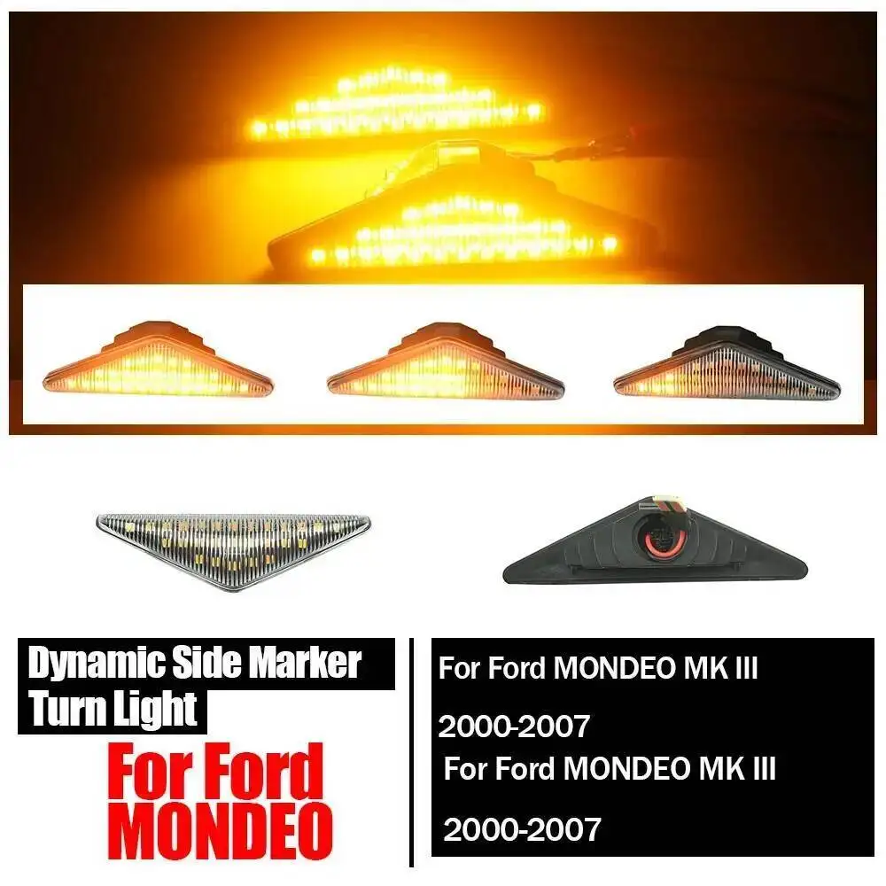 Фото Для Ford Focus MK I 1998-2004, Mondeo MK III MK3 2000-2007: 2x светодиодные динамические боковые указатели поворота с последовательным миганием №4