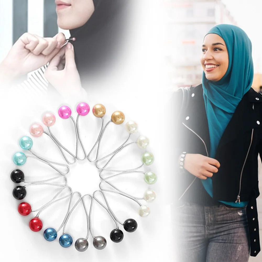 

12 шт. разноцветные булавки с жемчугом на головной платок, заколки, броши, булавки, зажимы для хиджаба, шарфа, мусульманская Арабская шаль, женская бижутерия
