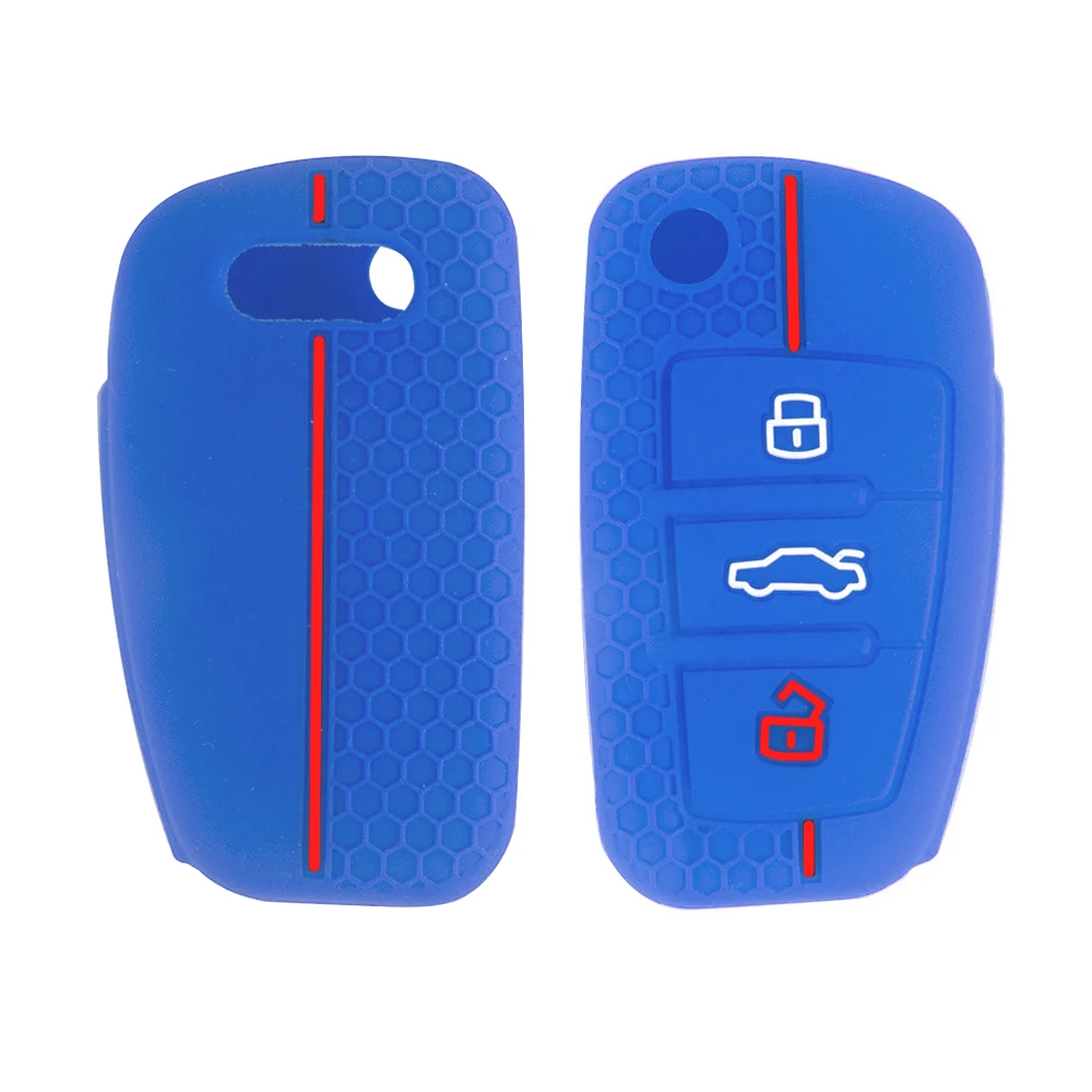 

Silicone For Audi A6 A1 A3 Rs3 Rs6 Rs5 Q3 R8 A4 B7 C6 8v 8p Sq5 S5 S6 S7 S8 Car Remote Key Cover Case Shell Keychain Holder Bag