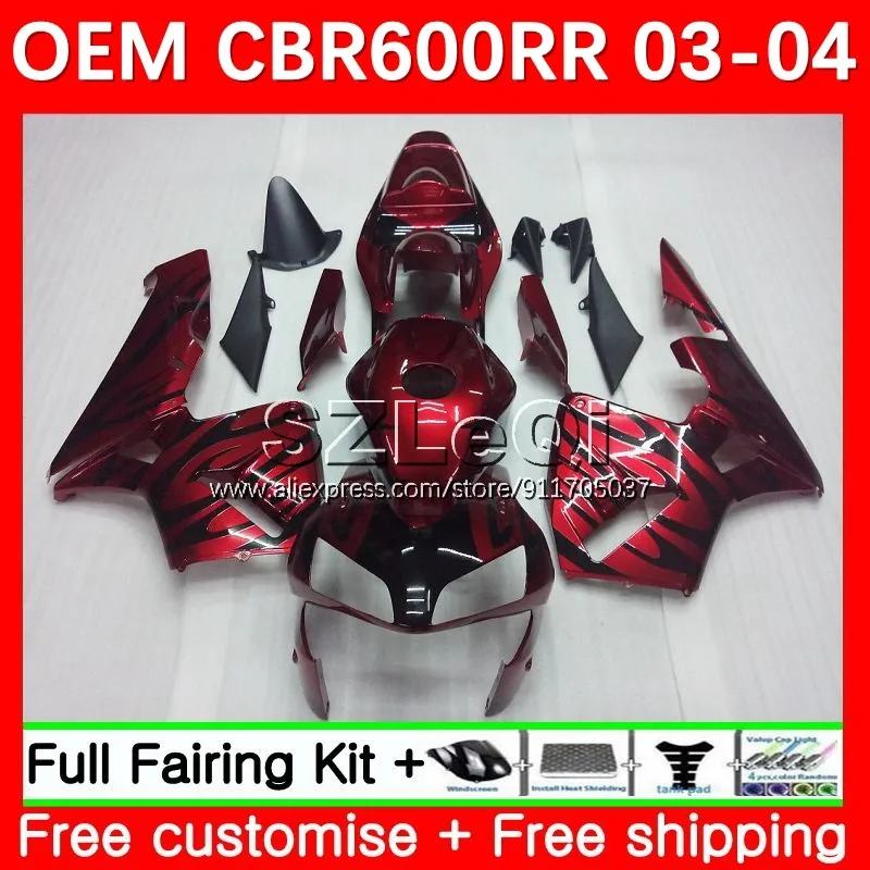 

Dark red Injection Body For HONDA CBR600F5 CBR600 CBR 600CC 600RR 600 RR CC F5 03 04 CBR600RR 2003 2004 OEM Fairing 36LQ.9