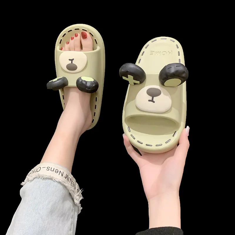 Lovely Slippers for Women Thick Soles for Summer  Indoor Home Anti Slip Silent Comfortable Cool Slippers Cartoon Male Shoes