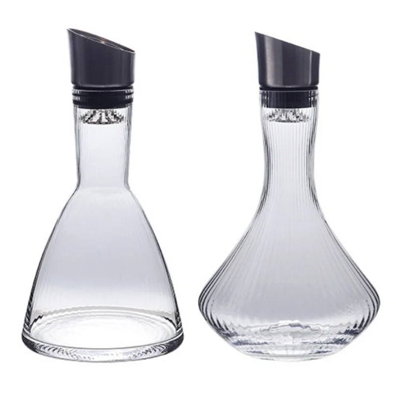 

1000-1500ml Creative Separator Fashion Vertical Pattern Hand-Blown Lead-Free Crystal Wine Bottle Waterfall Speedy Decanter