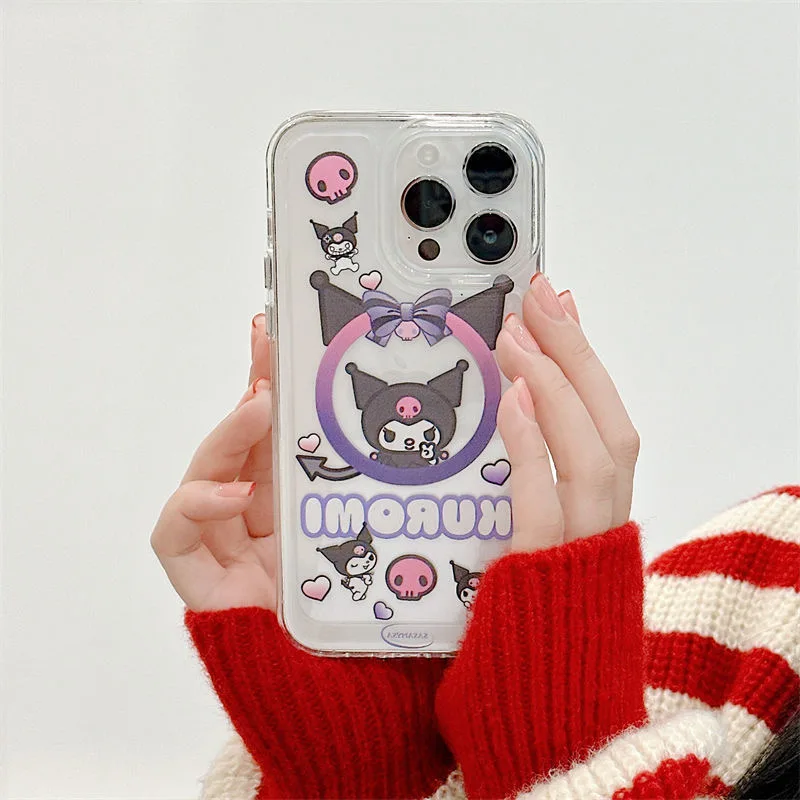 

Cute Cartoon Sanrio Kuromi For Magsafe Magnetic Phone Case For iPhone 14 13 12 11 Pro Max 14 Pro Anti-drop Back Cover Girl Gift