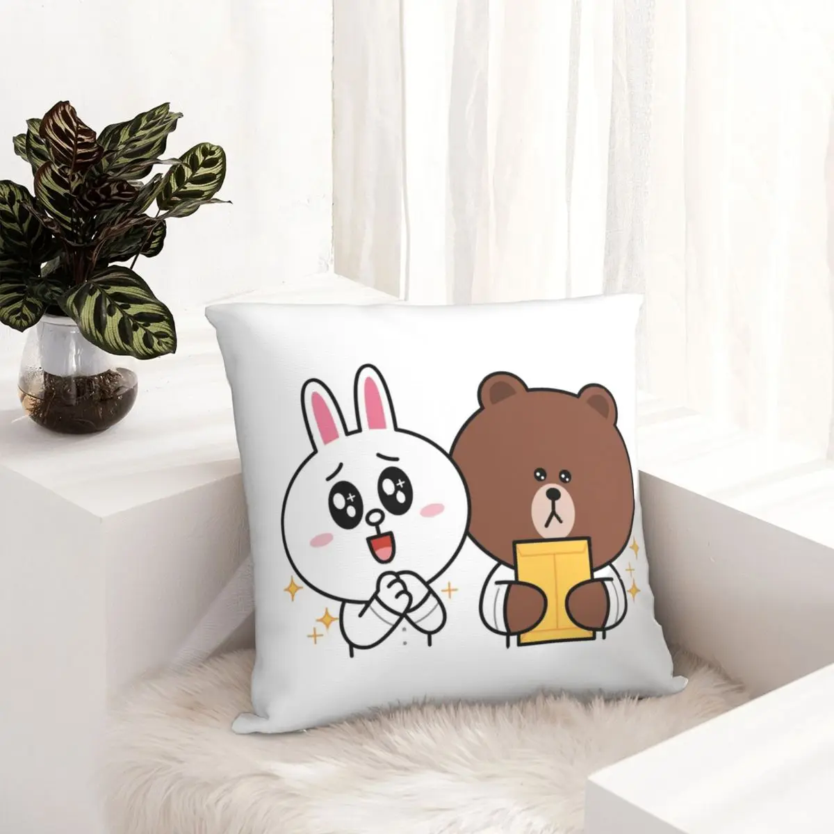Brown And Friends Workplace (Brown Bear Cony Bunny) Pillowcase Pillow Case Cushion Cover Home Sofa Decorative Throw |