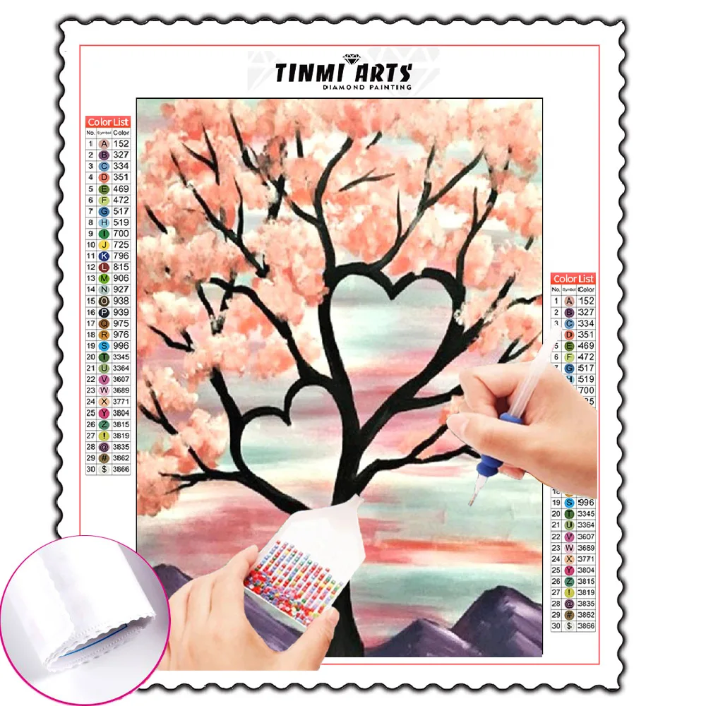 

Canvas Diamond Painting Pink Flower Tree Heart Round Diamond Embroidery 5D DIY Kits Art Mosaic Cross Stitch Handmade Home Decor