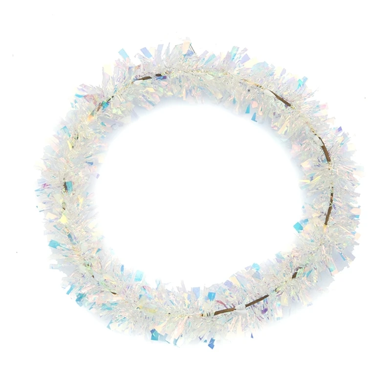

Y166 Tinsel Round Wreath Headband Adult Unisex Christmas Cosplay Party Hair Hoop