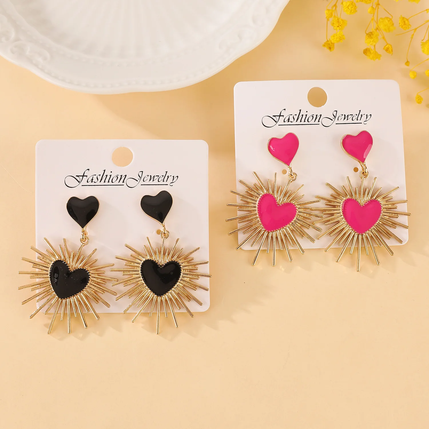 Серьги-подвески CHYVENEE сердечком из цинкового сплава