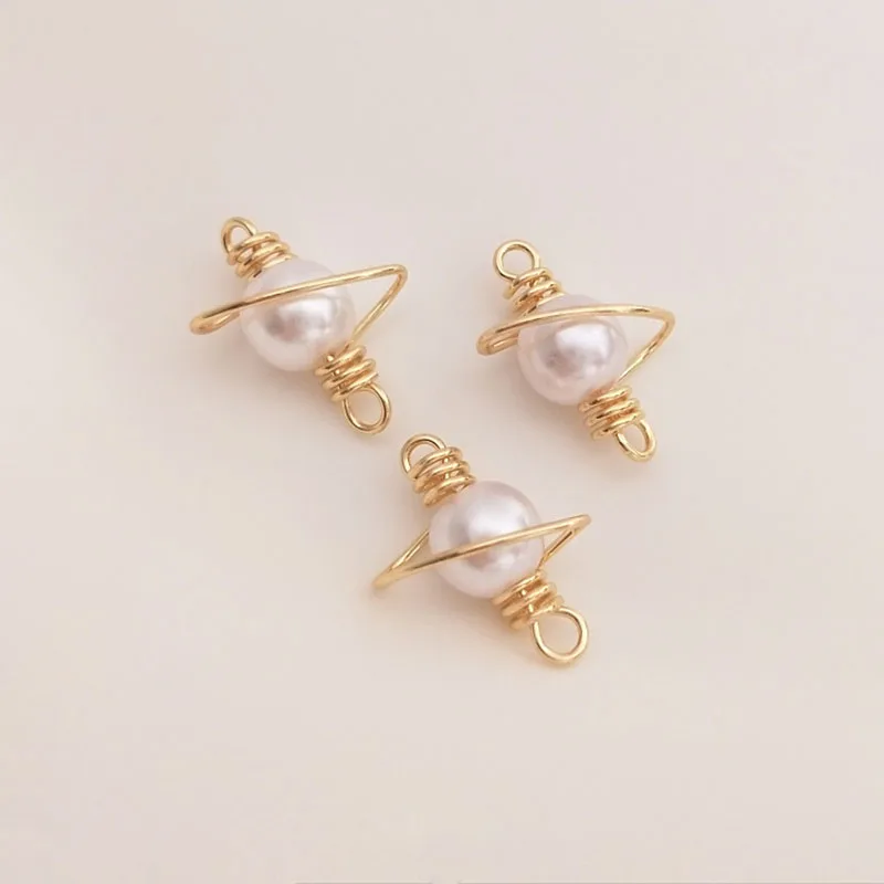 

1Pcs 14K High Quality Gold Color Plated Wirewound Pearl Pendants Necklace DIY Jewelry Making Findings Accessories