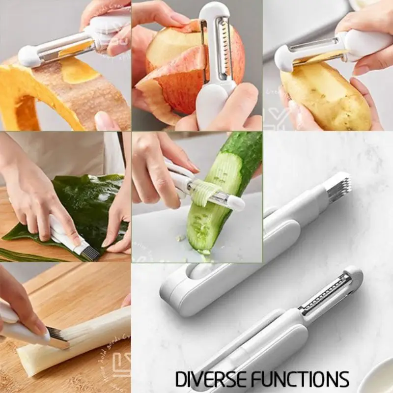

3 in 1 Multifunctional Rotary Paring Knife household vegetable and fruit peeler potato grater Stainless Steel Knife Sharpener