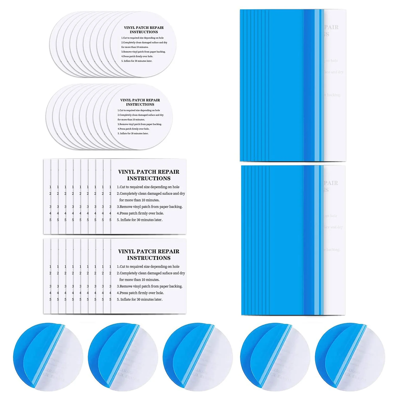 

60pcs Professional Vinyl Repair Patch Waterproof Repair Patches Kit for Inflatable Products Sleeping Bag Beach Ball