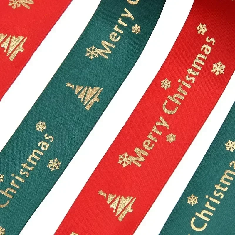 Рождественская лента с принтом полиэфирные ленты подарочная упаковка