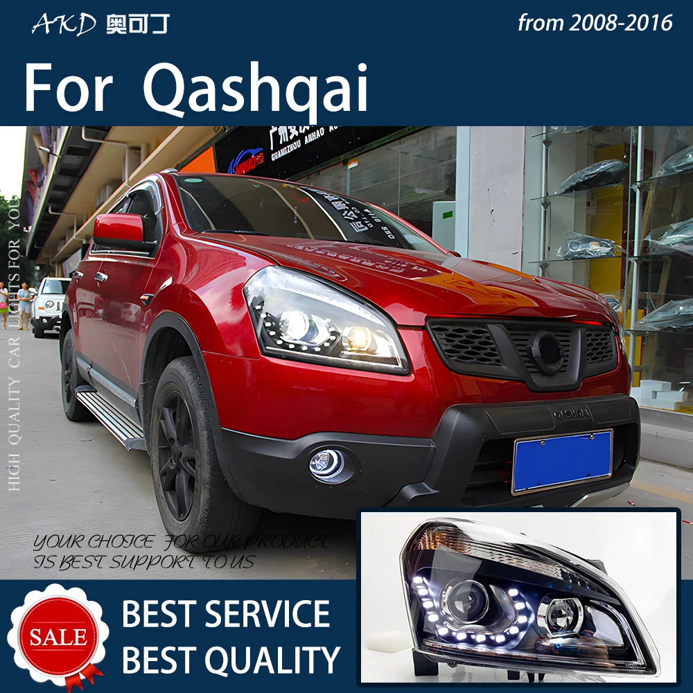 Фото Автомобильные фары для Qashqai 2008-2016 фотоэлемент в сборе, обновление разрывов глаз, дизайн, двухуровневый фотоэлемент, аксессуары для Facelift №5