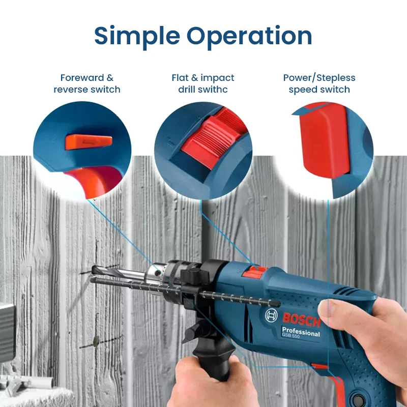 Bosch Professional GSB 550 Ударная дрель Вт Многофункциональная электрическая отвертка