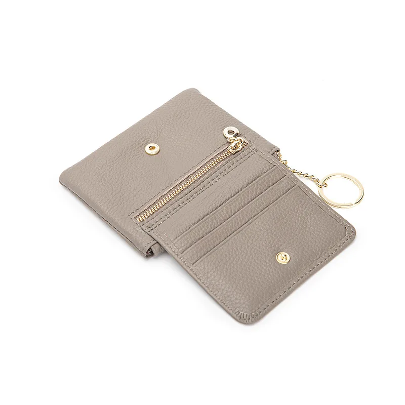 Women's Wallets Luxury Brand Women Zipper Purse Keychain Pouch Genuine Leather Fashion Simple Soft Cowhide Coin Purse 2023 New