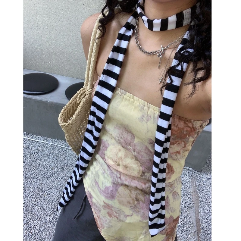

Lady Goth Harajuku Cool Scarve Y2k Style Girl Stripe Long Knitted Scarves Fashion Cloth Unisex Street Casual Neckerchief