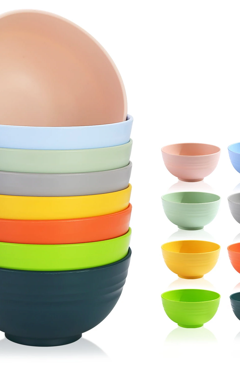 

Plastic Bowls 8 Pieces, Soup Bowl, Cereal Bowls for Salad, Pasta, Soup Bowls