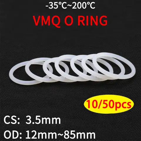 Белое Силиконовое уплотнительное кольцо VMQ, прокладка CS 3,5 мм OD 10 ~ 85 мм, пищевые силиконовые кольца, уплотнительные кольца, уплотнительные ко...