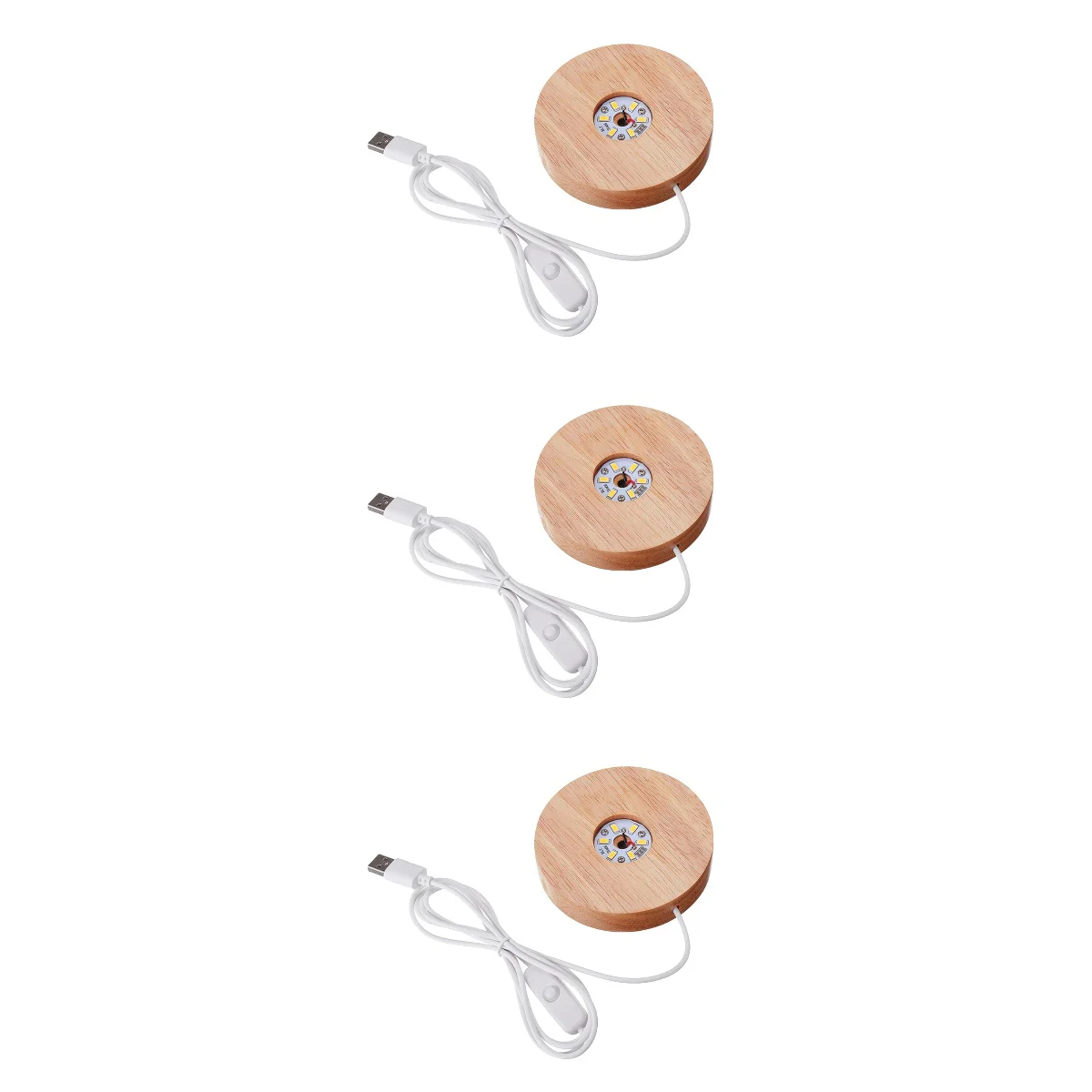 

3 Pack Lighting Display Base Display Racks Sphere Stand Glass Orb Round Light Lamp Holder Shine Wooden Lighted Stand
