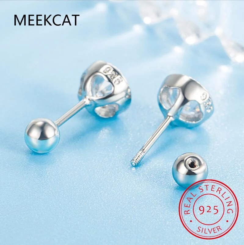 2024 настоящее серебро 925 пробы круглые 6 мм блестящие бусины CZ серьги-гвоздики для