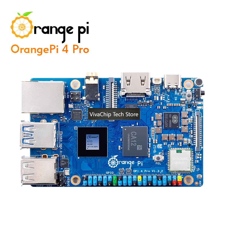 Фото Плата для разработки VivaChip TechOrange Pi 4 Pro с чипом Allwinner A733, 12 ГБ LPDDR5, NPU 3Tops, Wi-Fi 6.0 + BT5.4, слот M.2 M-Key, одноплатная. №3