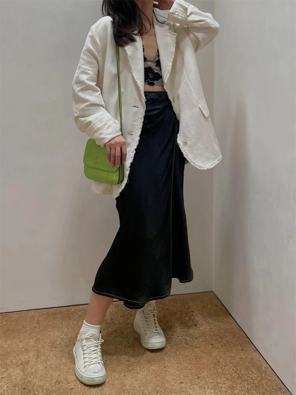 

Women Notched Collar Tassel Edge Suit Jacket Autumn New 2023 Ladies Long Sleeve Solid Color Single Breasted Coat