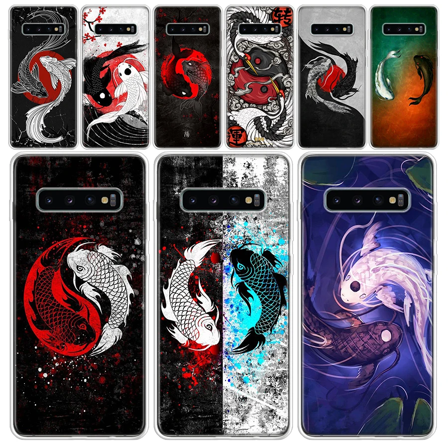 

Японский чехол для телефона Koi Fish Yin Yang Art, прозрачный мягкий чехол для Samsung Galaxy S23 S22 S21 Ultra S20 FE S10 Plus S10E S9 S8 + S7 Cov