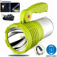 new 2 in 1 portable led searchlight spotlight type c usb rechargeable flashlight waterproof emergency light work light