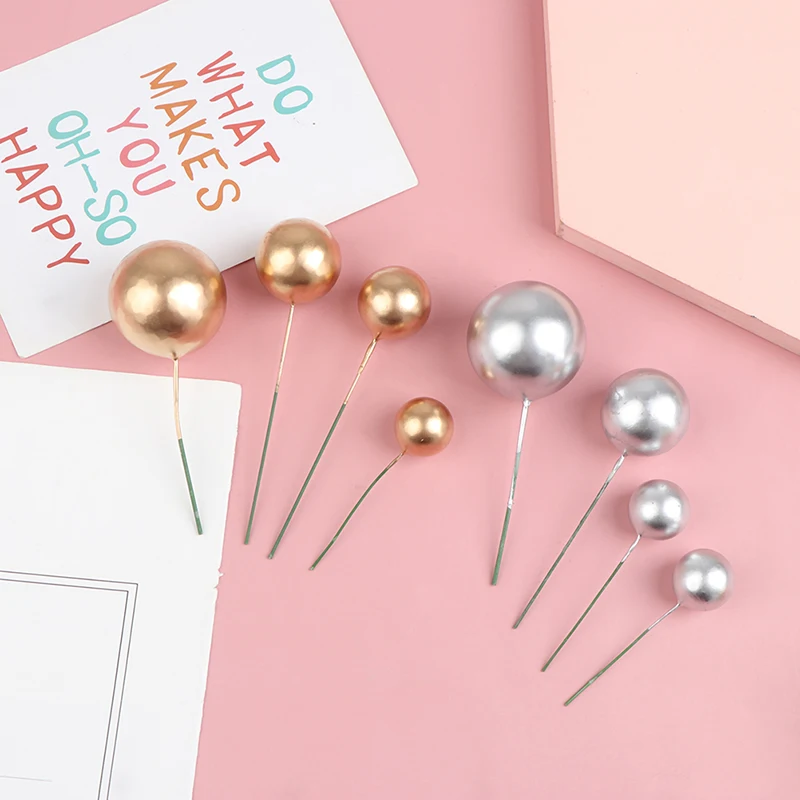 

20pcs Golden Ball Cake Topper Birthday Party Cupcake Topper for Cake Decoration