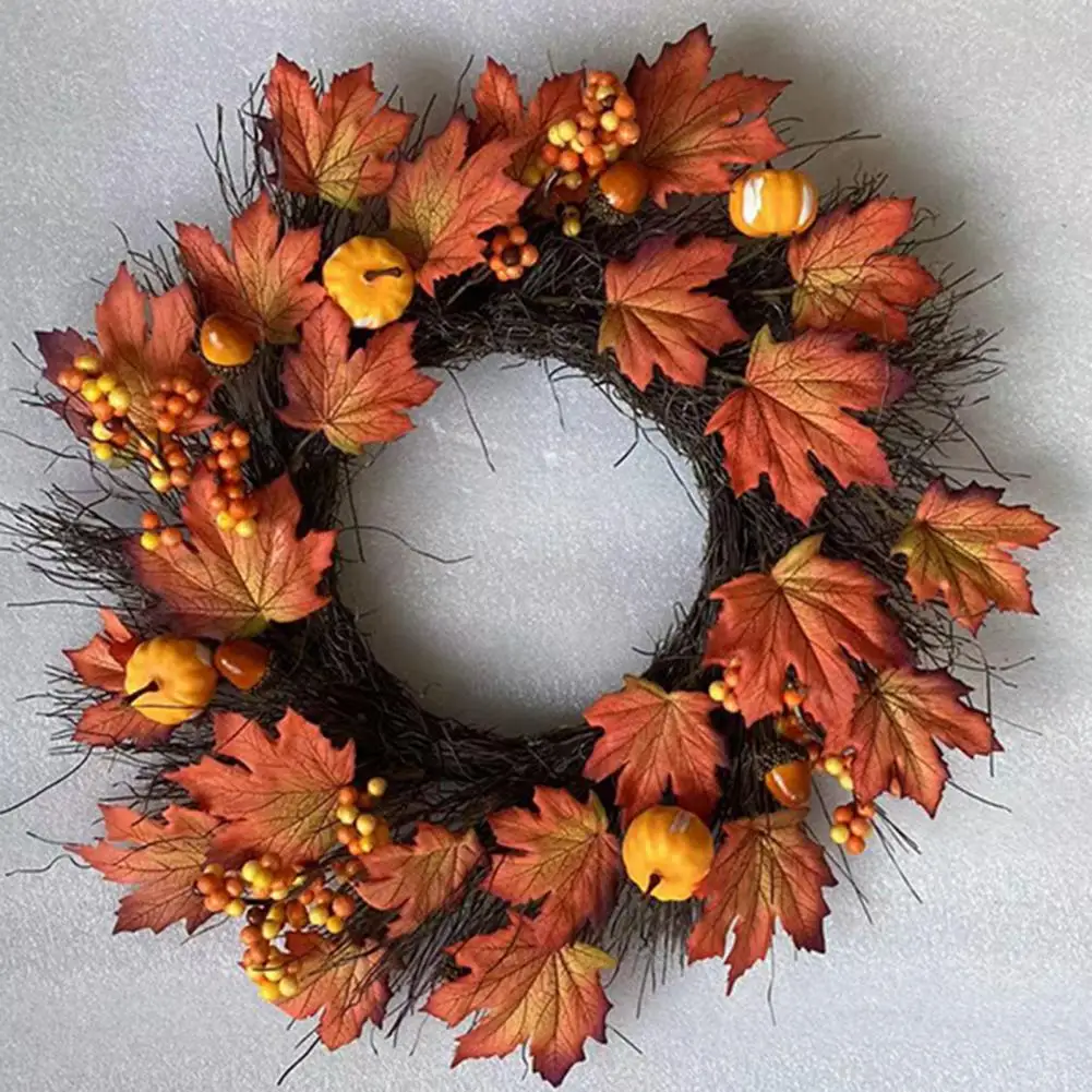 

Door Wreath Attractive Ornamental Bright Color Holiday Autumn Color Garland Decor Festival
