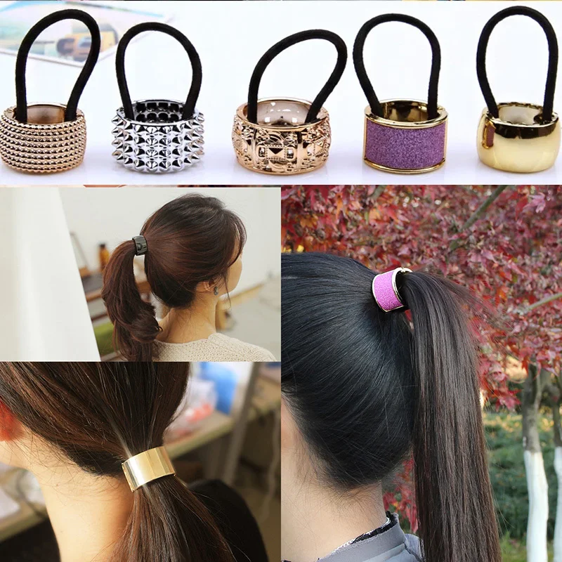 

New Hairband Pearl Women Hair Accessories Scrunchy Punk Ponytail Holder Plastic Crystal Gum For Hair Ring Elastic Hair Band