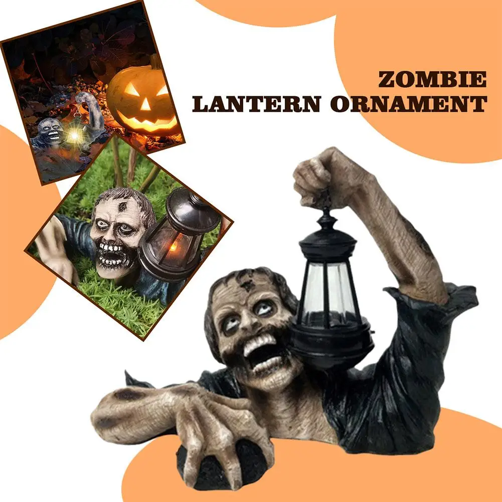 

Halloween Ornaments Zombie Statue Scary Resin Zombie Sculpture Gnome Yard Statue Lawn Decoration Garden Garden Crafts W7X1