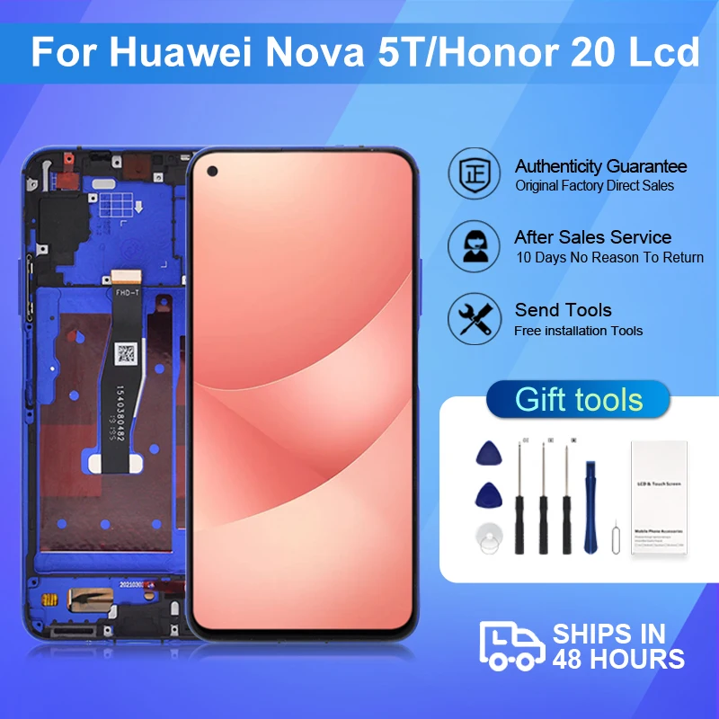 Сенсорный ЖК-экран для Huawei Nova 5T с дигитайзером в сборе, 6,26 дюйма, L61A, L61D, L71A, дисплей для Honor 20, 1 шт.