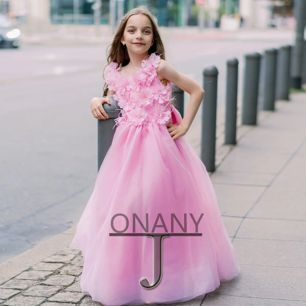 

JONANY модное Цветочное платье для девочек без рукавов аппликация на заказ на день рождения пышное платье Причастие подружка Свадебная вечеринка