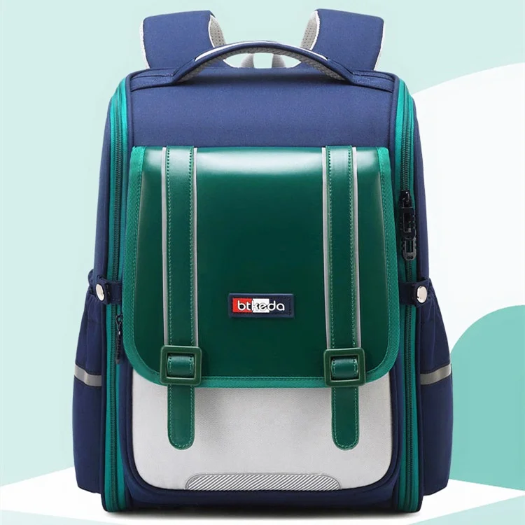 Grade 1-6 British Style Children PU Fashion Backpacks for Student 2022 New Primary Girl Boy Large Capacity Reflective Schoolbags