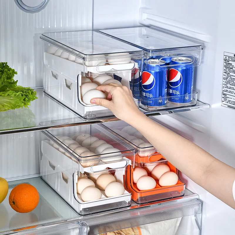 

Автоматический роликовый контейнер для яиц для холодильника, Штабелируемый контейнер высокой емкости для хранения яиц, контейнер-органайз...