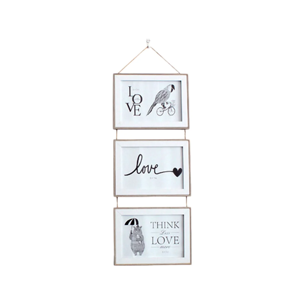 

Horizontal Photo Frame Hanging Triple Picture Frames Picture Frame Set Collage Rustic Frame Wall-mounted Photo Holder