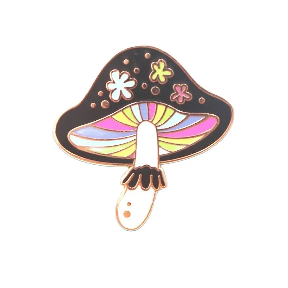 

Custom Rainbow Colors Mushroom Badge Wholesale Manufacturer Cartoon Shape Hard Enamel Zinc Alloy Lapel Pins