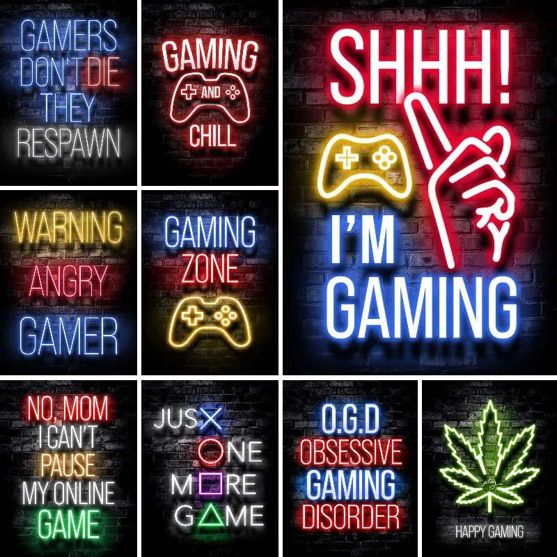 

Full Square 5D DIY Diamond Painting "SHHT Gaming Gamer Quote" Embroidery Cross Stitch Rhinestone Mosaic Teenagers Room Decor