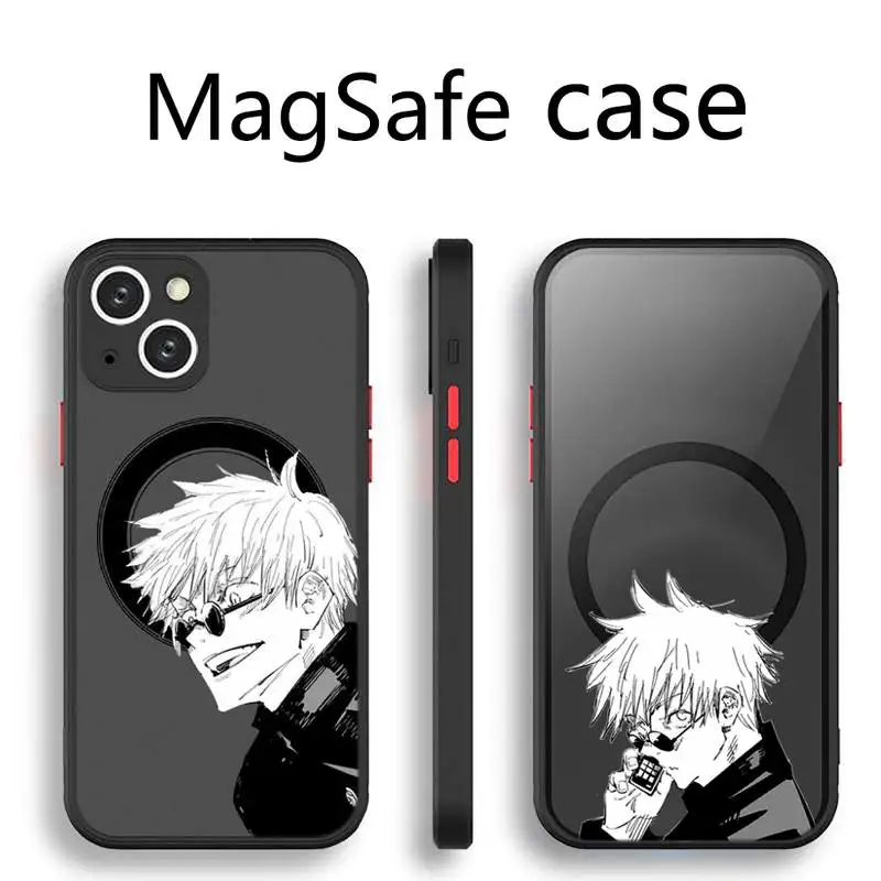 

Anime Jujutsu Kaisen Gojo Satoru Phone Case Transparent Magsafe Magnetic Magnet For iPhone 13 12 11 Pro Max Mini