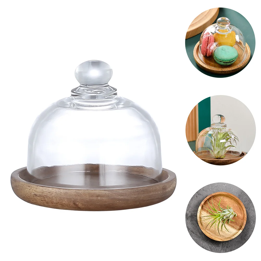 

Cake Cover Plate Dome Tray Lid Glass Dessertserving Wood Round Holder Ceramic Covers Stand Mini Dish Wooden Small Server Covered